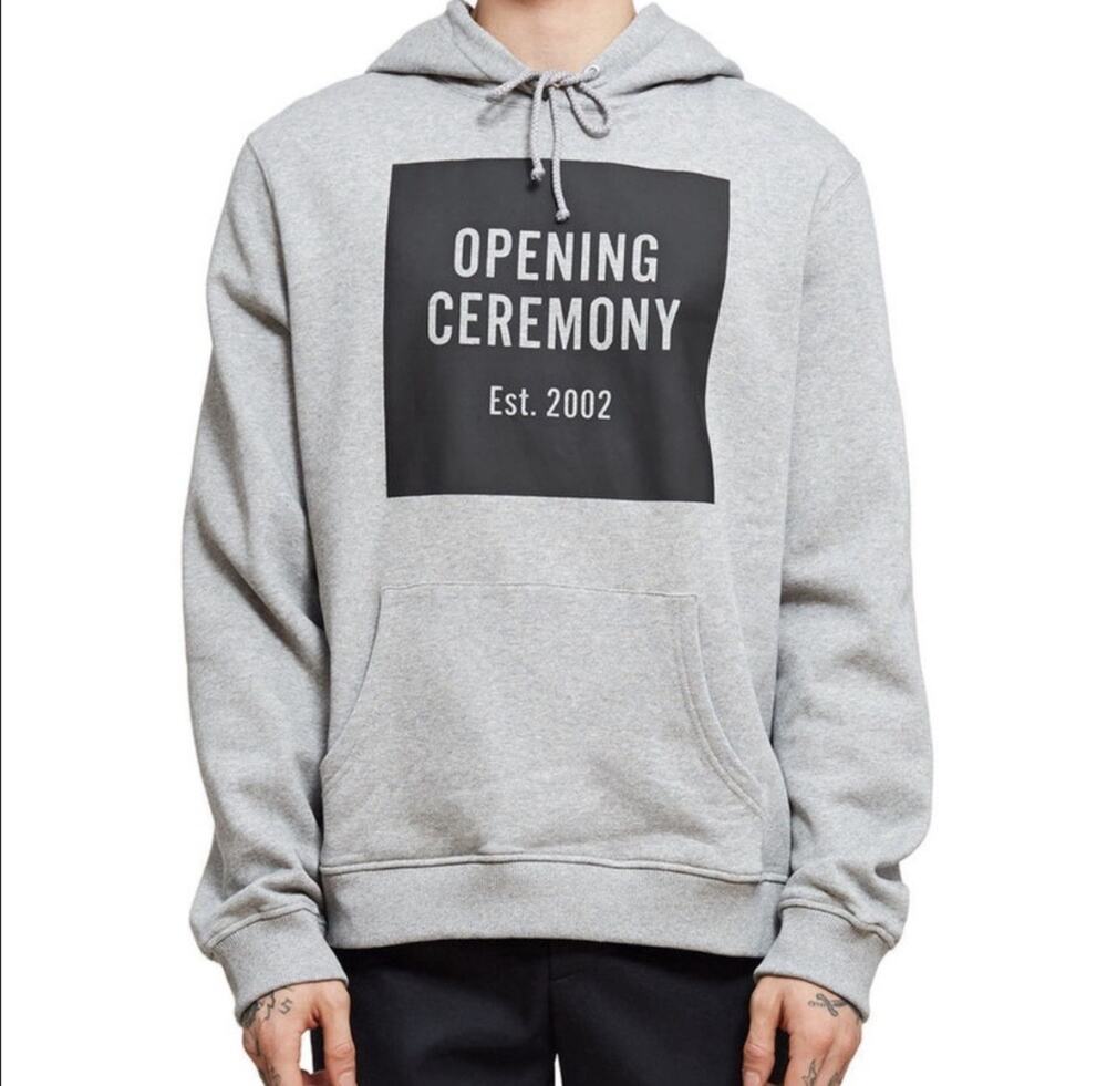 Opening Ceremony Sweatshirt Gray Box Logo Hoodie Size Medium